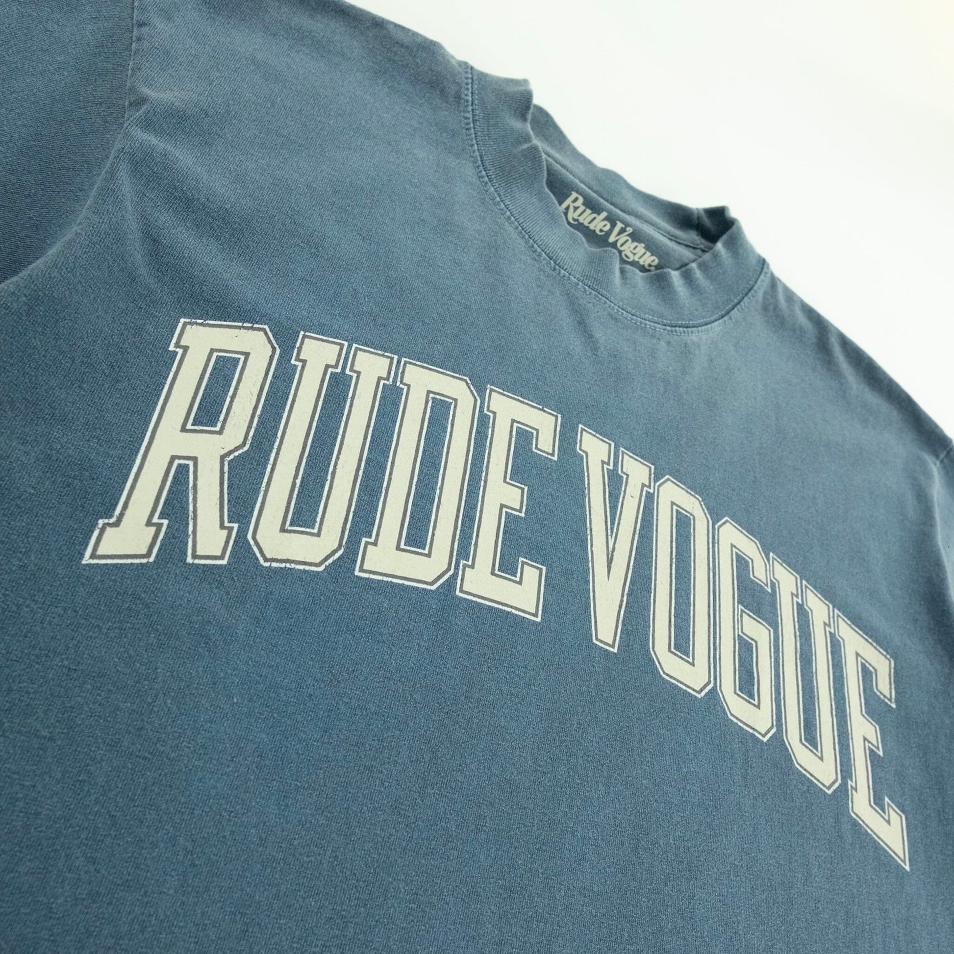 COLLEGIATE TEE - VINTAGE BLUE T Shirts Rude Vogue