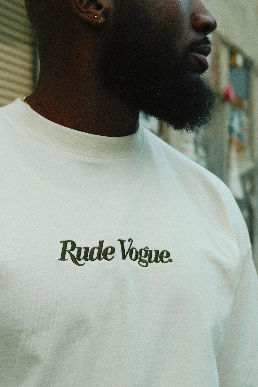 CORE T-SHIRT - CREAM / OLIVE T Shirts Rude Vogue 