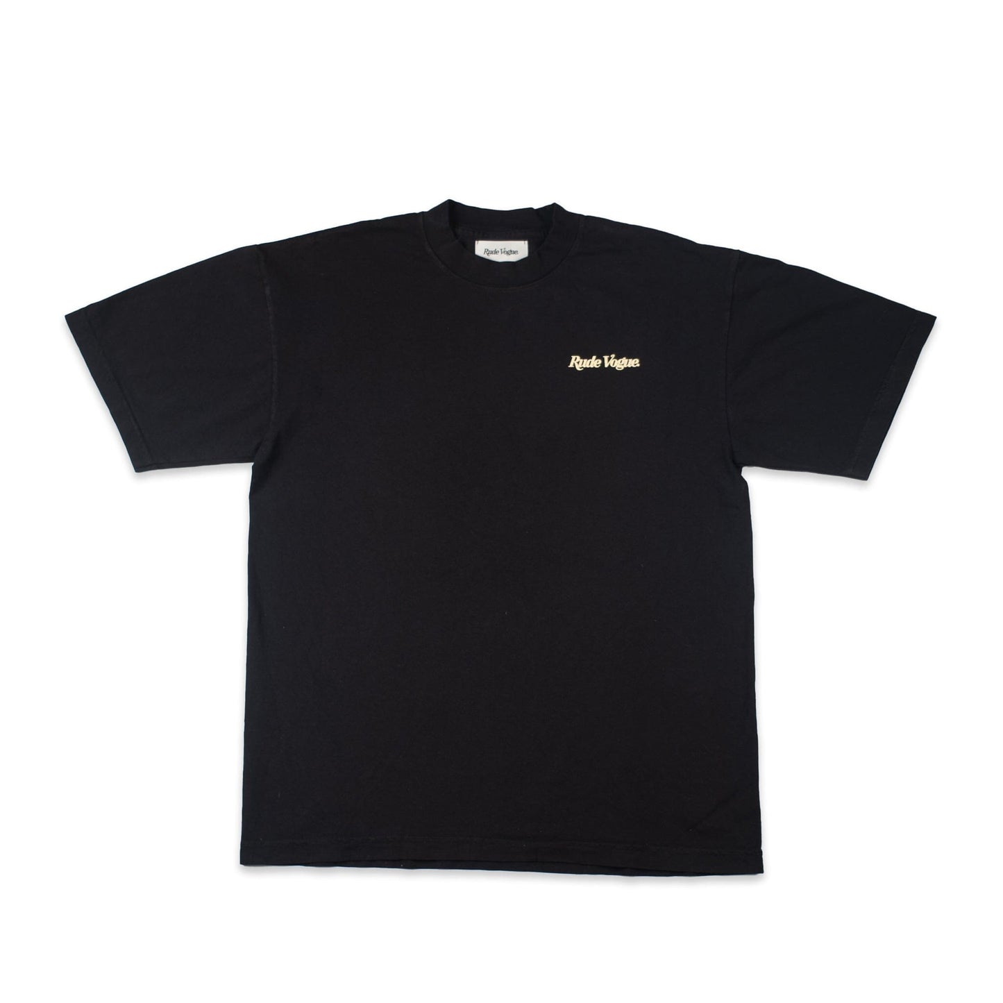 RUDIMENTARY LOGO T-SHIRT - BLACK / CREAM T Shirts Rude Vogue