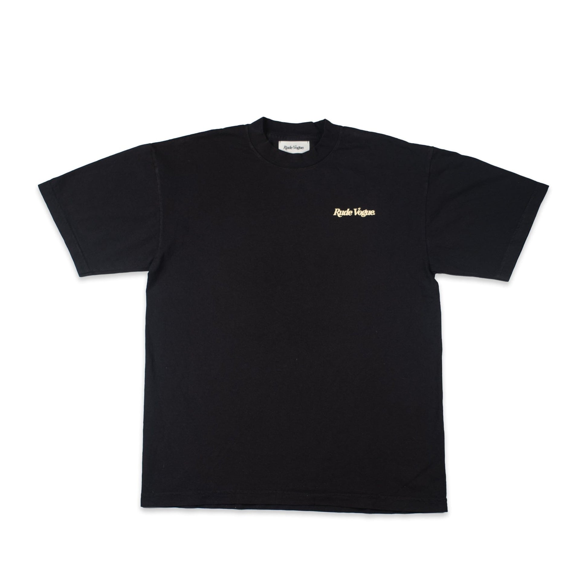 RUDIMENTARY LOGO T-SHIRT - BLACK / CREAM T Shirts Rude Vogue