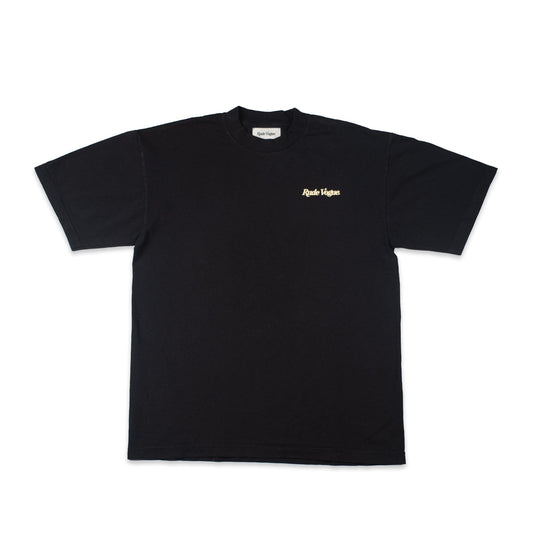 RUDIMENTARY LOGO T-SHIRT - BLACK / CREAM T Shirts Rude Vogue