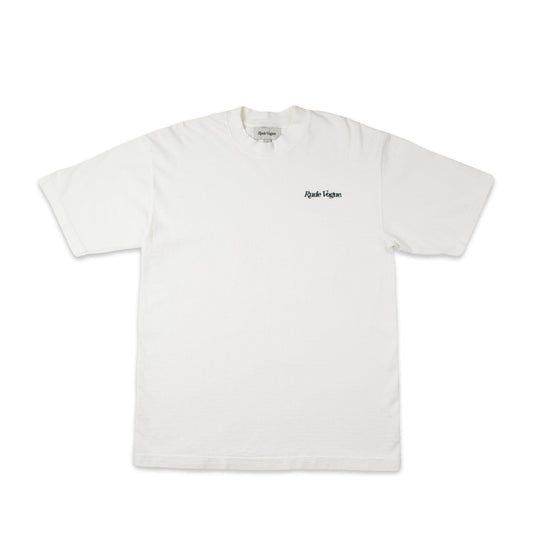 RUDIMENTARY LOGO T-SHIRT - OFF-WHITE / BLACK T Shirts Rude Vogue