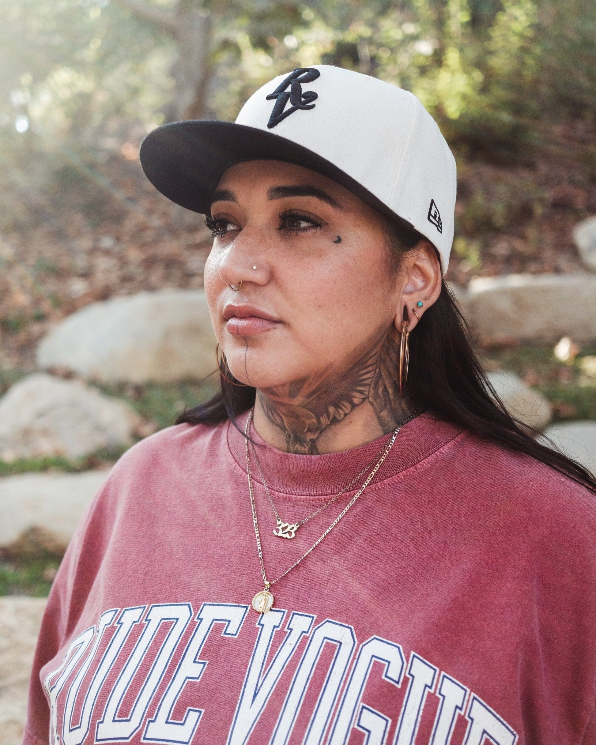 RV MONOGRAM LOGO SNAPBACK - IVORY / BLACK Hats Rude Vogue