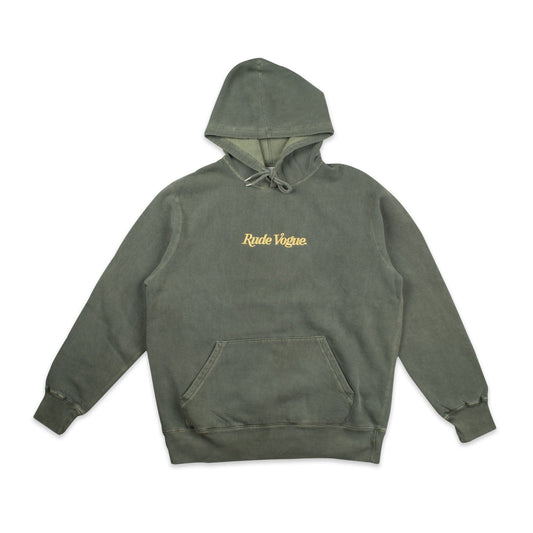 WASHED HOODIE - OLIVE / GOLD Hoodie Rude Vogue