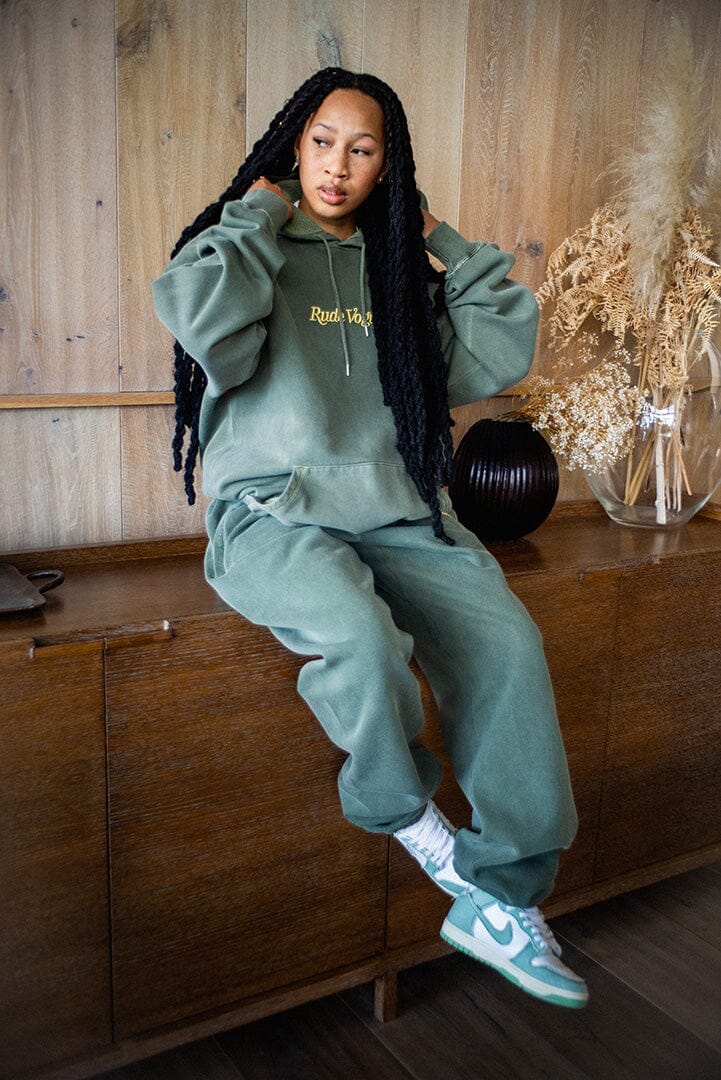 WASHED HOODIE - OLIVE / GOLD Hoodie Rude Vogue