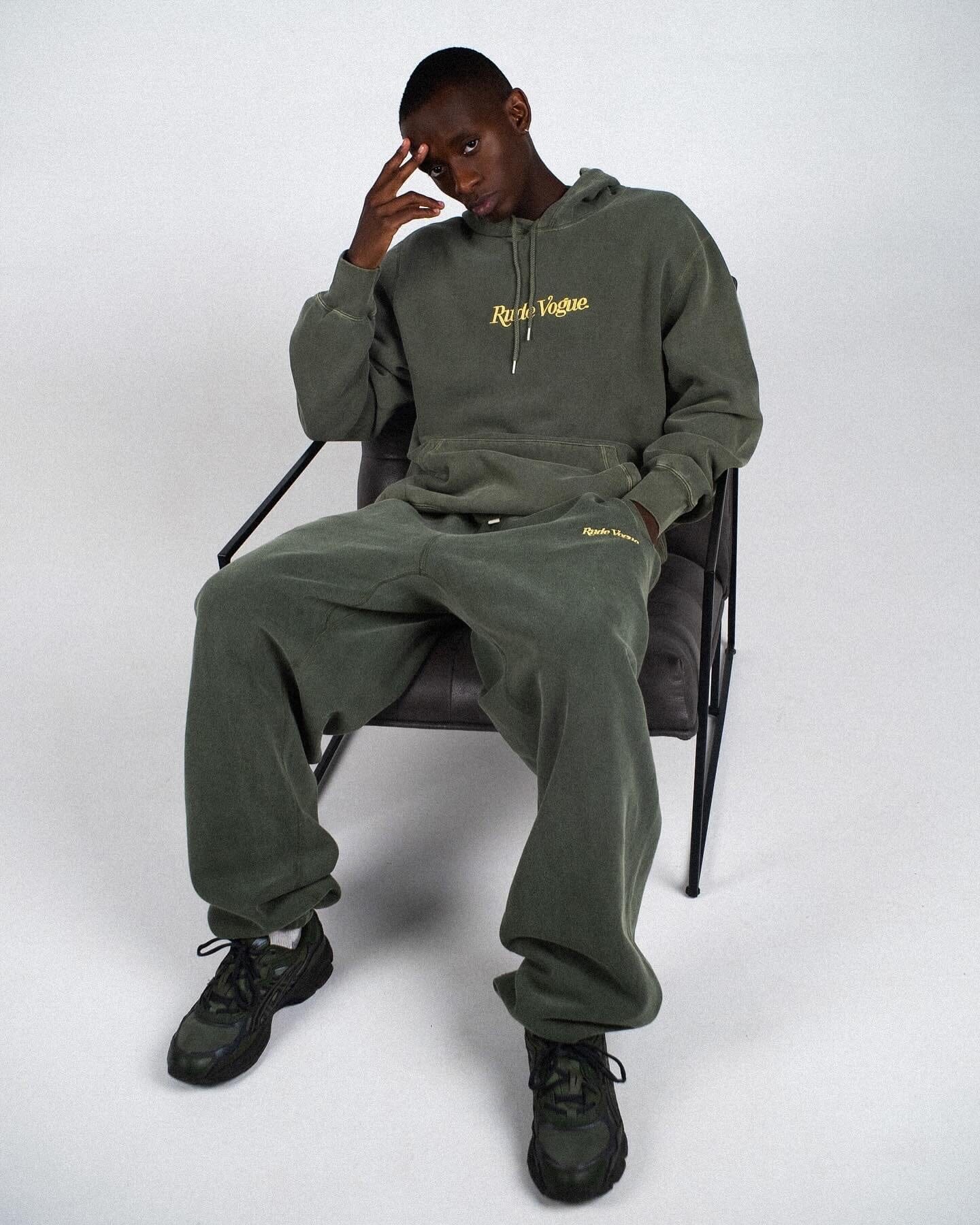 WASHED SWEATPANTS - OLIVE / GOLD Sweatpants Rude Vogue