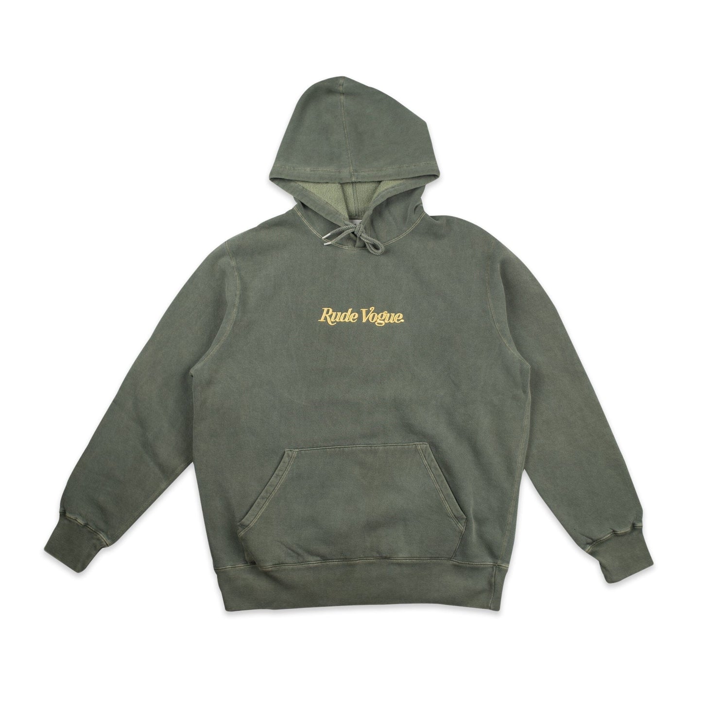 WASHED HOODIE - OLIVE / GOLD Hoodie Rude Vogue 