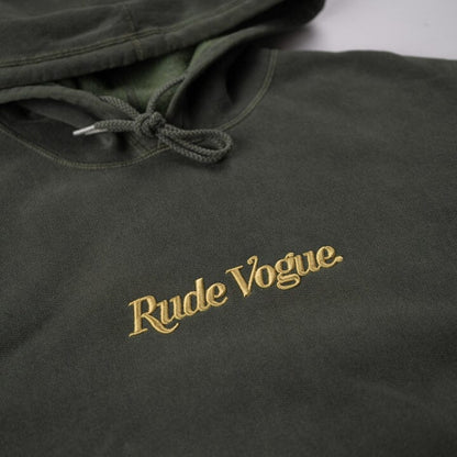 WASHED HOODIE - OLIVE / GOLD Hoodie Rude Vogue 